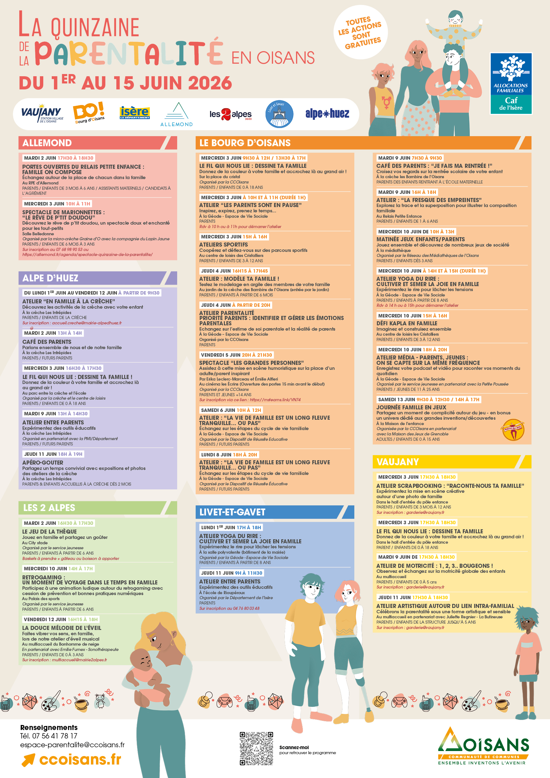 Programme de la quinzaine de la parentalité en Oisans 2026